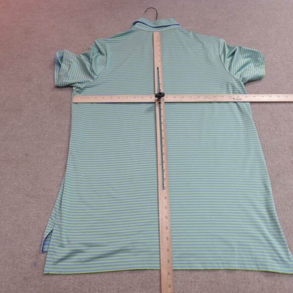 RLX Polo Shirt Large Green Blue Striped Performance Golf Club - Picture 3 of 5